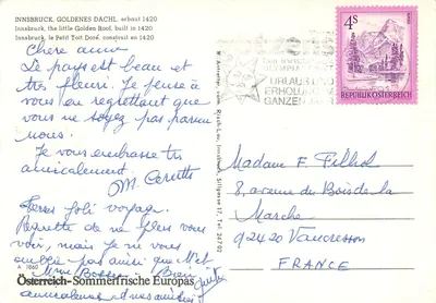 Innsbruck, Dachinho Dourado — editor Österreich-Sommerfrische Europas, n° A 1860 — Verso