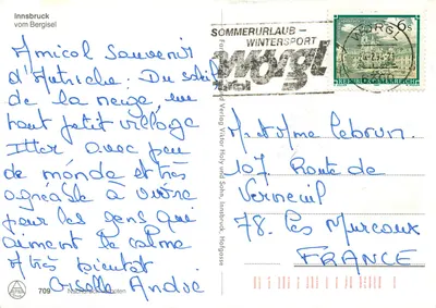 Innsbruck w nocy — nocna widok z śniegiem — Alpina Verlag, n°709 — Rewers