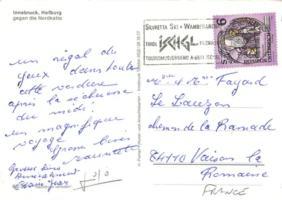 Innsbruck, Hofburg — contra a Nordkette — editor Silvretta Ski + Wanderarena, série A-6561 — Verso