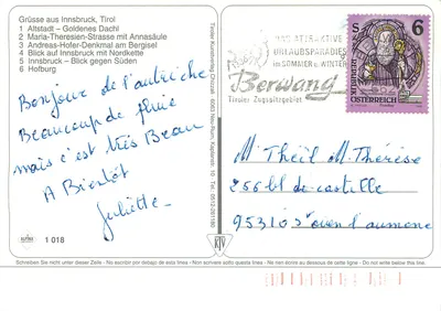 Innsbruck — Tyrol — wydawca Tiroler Kunstverlag Chrizall, nr 1018 — Rewers