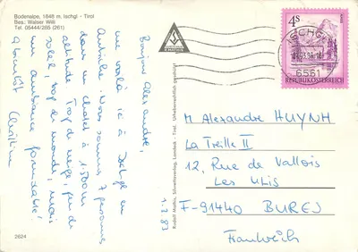 Bodenalpe 1848 m - Ischgl — widok panoramiczny i narciarstwo — wydawca R. Mathis, nr 2624 — Rewers