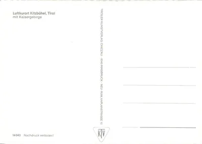 Kitzbühel, Tirol — com as Alpes do Imperador — editor Tiroler Kunstverlag Chizalzal — Verso