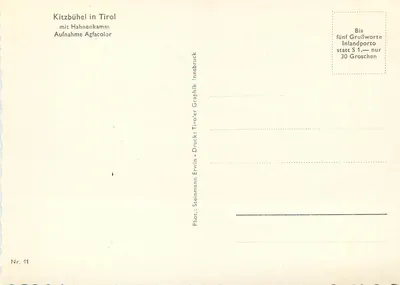 Kitzbühel no Tirol — com o Hahnenkamm — editor Erwin Steinmann, n° 41 — Verso