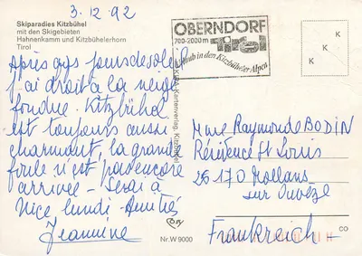 Kitzbühel — Tirol — editor Kitzbüheler Kartenverlag, n° W 9000 — Verso