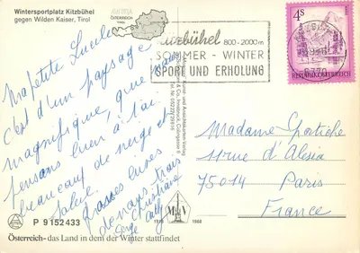 Kitzbühel — zimowy widok na góry — wydawca Alpina — Rewers
