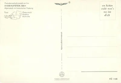 Festung Kufstein — Tirol — editor Alpine Druck, n° FÖ 1129 — Verso