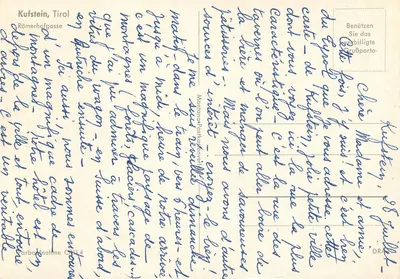 Auracher Löc — passagem pitoresca em Kufstein — editor Montiano Postkartenverlag — Verso