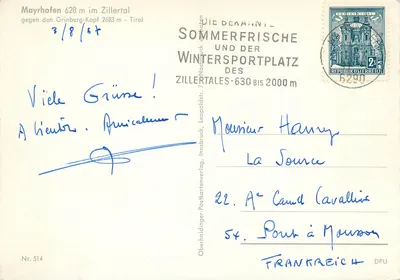 Mayrhofen — widok z Zillertalu — Oberhaideringer-Postkartenverlag, nr 514 — Rewers
