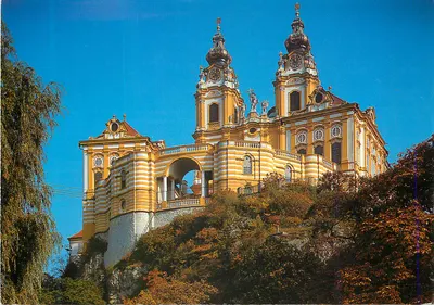 Stift Melk — vista oeste — editor Baungartner, n° CM 482 A2