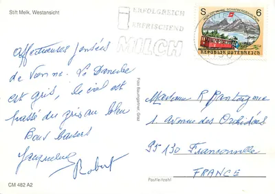Stift Melk — vista oeste — editor Baungartner, n° CM 482 A2 — Verso