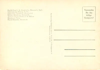 Josef Haydn — 1732 - 1809 — Kunstverlag Siegfried Böhm, Wien IX — Verso