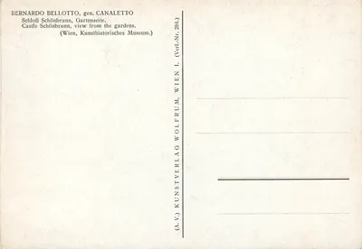 Schloss Schönbrunn — widok z ogrodu — Kunstverlag Wolfrum, Wien — Rewers