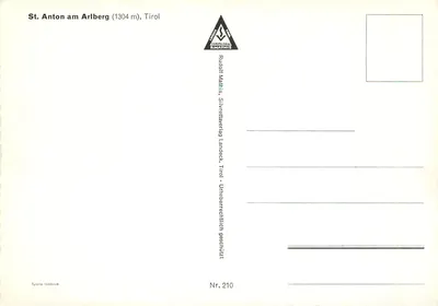 St. Anton am Arlberg (1304 m), Tirol — Rudolf Mathis, Silvrettaerweg Landeck, Tirol — Reverso