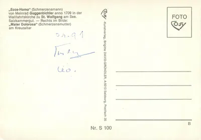 Ecce Homo — Schmerzensmann — Cosy Kunstverlag, Brigitte David-Grundler, Salzbourg — Verso