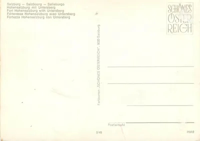 Hohensalzburg z Untersberg — SCHÖNES ÖSTERREICH, seria 5/48 — Rewers