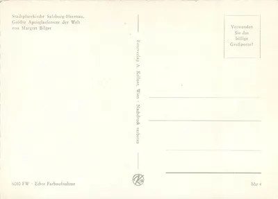 Stadtspfarrkirche Salzburg-Herrnau — I Grandi Vetri dell'Apside del Mondo di Margret Bilger — Fooverlag A. Kellerer, Vienna — Verso
