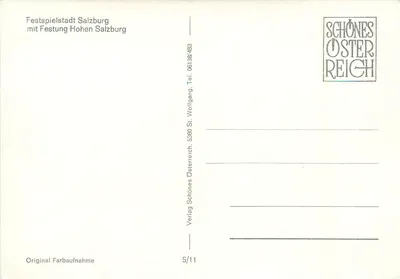 Salzburg — Miasto Festiwalowe z Festung Hohen Salzburg — Verlag Schönes Österreich — Rewers