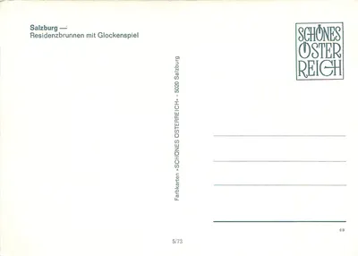 Salzburg — Residenzbrunnen z zegarmistrzowską sceną — SCHÖNES ÖSTERREICH, nr 5/73 — Rewers