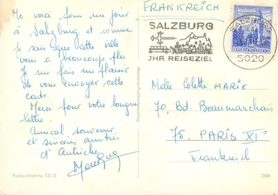 Salzburgo — Mozartstadt — Montana-Postkartenverlag — Verso