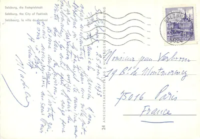 Salzburg, miasto Festiwalu — ANSICHTSKARTENVERLAG SALZBURG nr 24 — Rewers