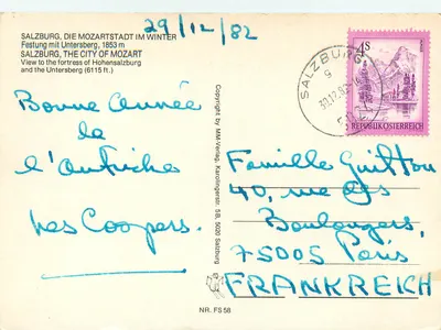 Salzbourg, a cidade de Mozart — inverno — MM-Verlag, n° FS 58 — Verso