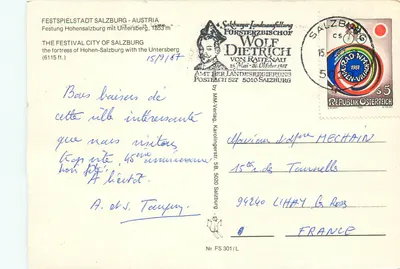 Festspielstadt Salzburg — Fortezza van Hohensalzburg met de Untersberg — Salzburger Landesausstellung — Achterkant
