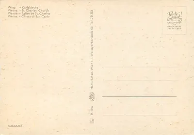 Viena - Igreja de São Carlos — editor Hans H. Rau, série R. 846 — Verso