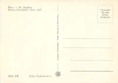 Viena — Igreja de São Estêvão, Retábulo de Wiener-Neustädter 1447 — Editor A. Kellner — Verso