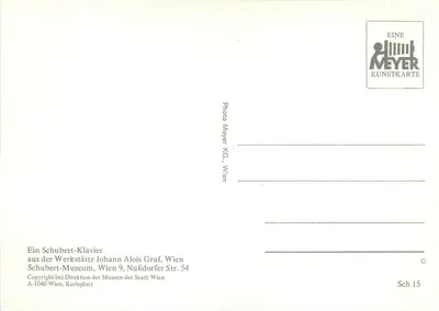 Teclado de Schubert — Museu Schubert, Viena — Foto Meyer KG — Verso