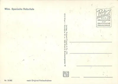 Viena. Academia de Cavalaria Espanhola — editor Richard Pietsch & Co KG, n° 51382 — Verso