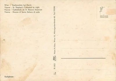 Stephansdom à la nuit — Wien — editor Hans H. Rau, n° R 963 — Verso