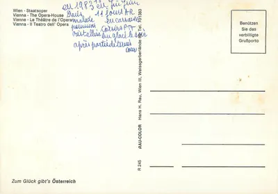 Wiedeń — Staatsoper — wydawca RAU-COLOR, nr R 245 — Rewers