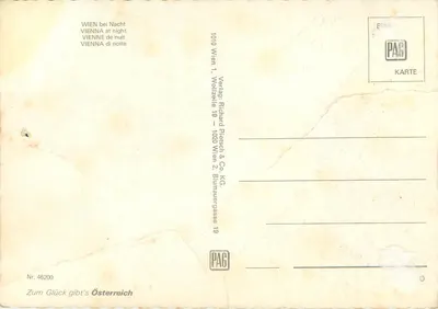 Viena à noite — Vista noturna de locais emblemáticos — Verlag Richard Pietsch & Co. KG — Verso