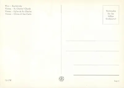 Viena - Igreja de São Carlos — editor FW, n° 728 — Verso