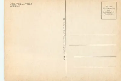 Schönbrunn - Palácio imperial em Viena — editor Verlag und Druck Fleischmann & Jäger, n° 6 — Verso