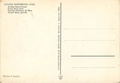 Schloss Schönbrunn — Wielka Sala Rosa — Kunstverlag Wolfrum, Wiedeń, nr 7397 — Rewers