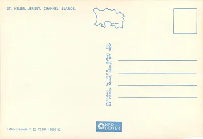 Haven van Saint-Helier — Jersey, Anglo-Normandse Eilanden — uitgever N.P.O. Dexter — Achterkant