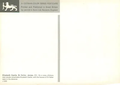Elizabeth Castle, St Helier, Jersey — C.I. — Jarrold & Sons Ltd, Norwich, Inglaterra, série J 220 — Verso