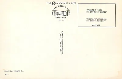 Baía de Rozel — Jersey — editor S. Marshall (Wholesale) Ltd, série CC22965 — Verso
