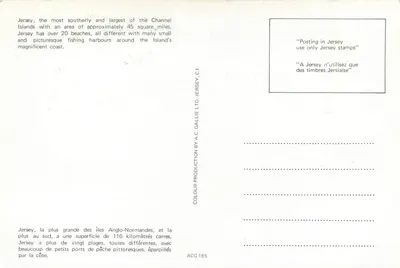 Jersey C.I. — Mont Orgueil, St. Catherine's, St. Aubin, Rozel — A.C. Gallie Ltd. — Verso