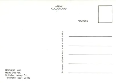 Hotel Ommaroo — Havre-Des-Pas, Jersey — ARENA COLOURCARD — Achterkant