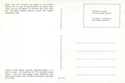 Jersey — Saudações de JERSEY — A. C. Gallie Ltd. — Verso