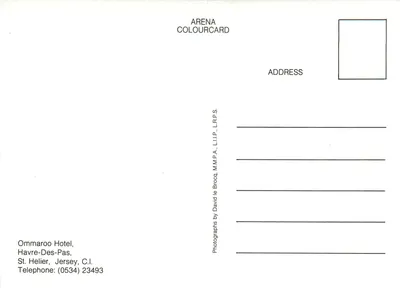 Hotel Ommaroo — Havre-des-Pas, Jersey — ARENA COLOURCARD — Rewers