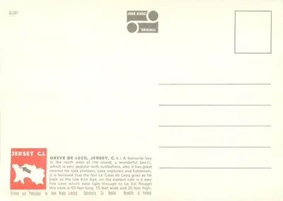 Greve de Lecq, Jersey — praia e grutas — John Hinde Studios — Verso