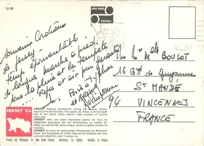 Jersey — Saudações de Jersey — John Hinde Limited — Verso