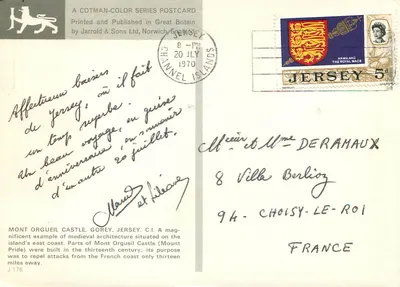 Zamek Mont Orgueil — Jersey — Jarrold & Sons Ltd, seria J 176 — Rewers