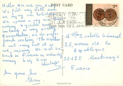 Portelet Bay and Île au Guerdain — Jersey, C.I. — A.G.P. Publicação n°047 — Verso