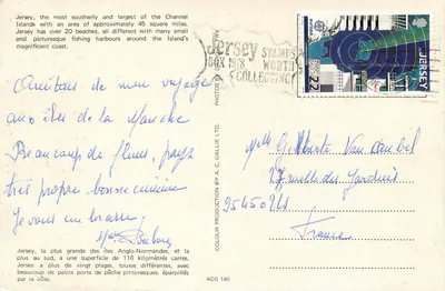 Jersey — Locais turísticos — Fotografias por A.C. Gallie Ltd. e carimbo de Jersey 1978 — Verso