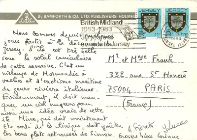 St. Brelade's Bay e Ouaisne Bay, Jersey — Bamforth & Co. Ltd. ET.4159 — Verso