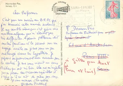 Plaże Saint-Lunaire — Havre-des-Pas, Jersey — wydawca THE PHOTOGRAPHIC GREETING CARD CO. LTD. Londyn — Rewers